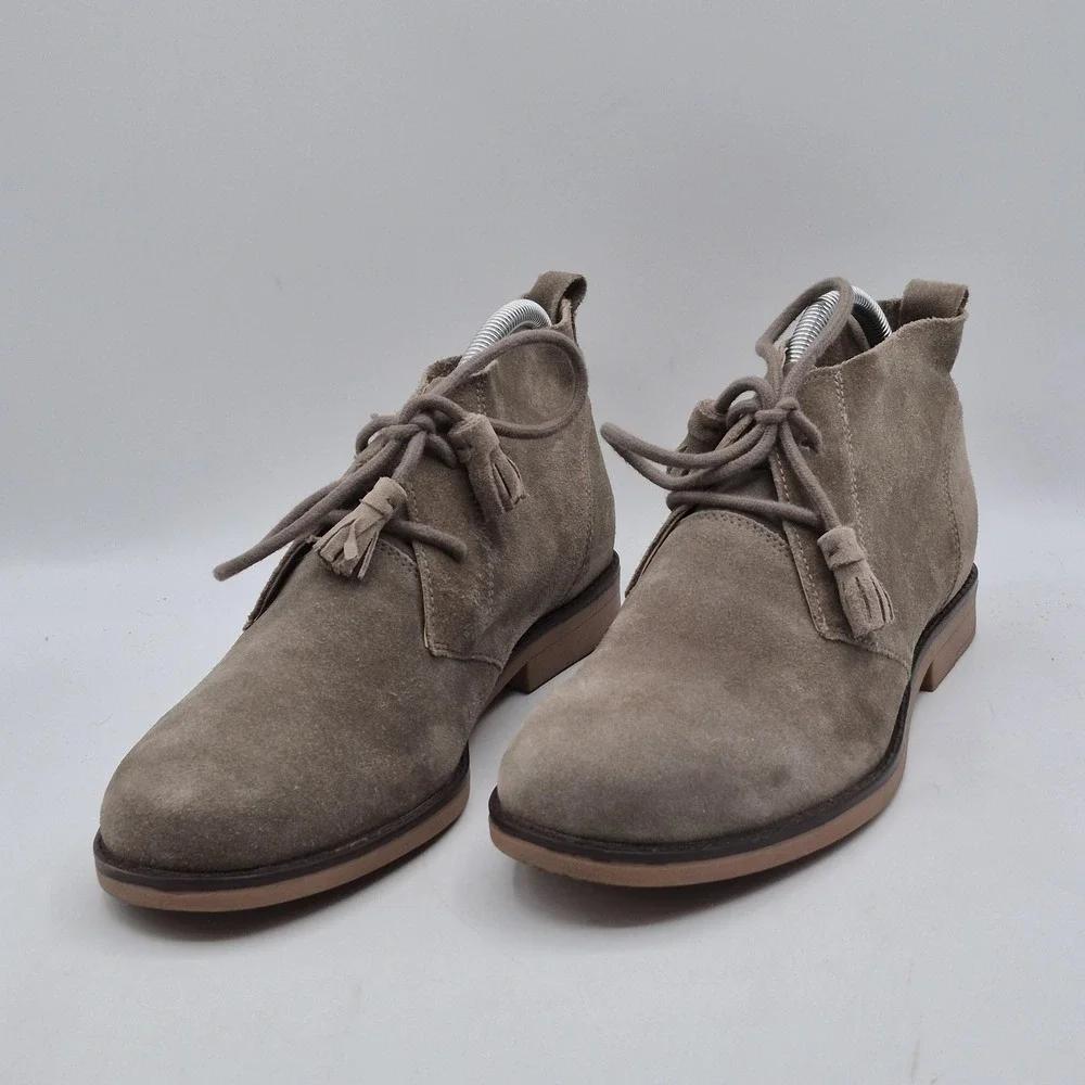 Hush Puppies Chukka Boots‎ Mens Size 10 Taupe Suede Desert Lace Up Tassel Ankle